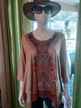 Womens Beige Paisley-Print Tunic Top
